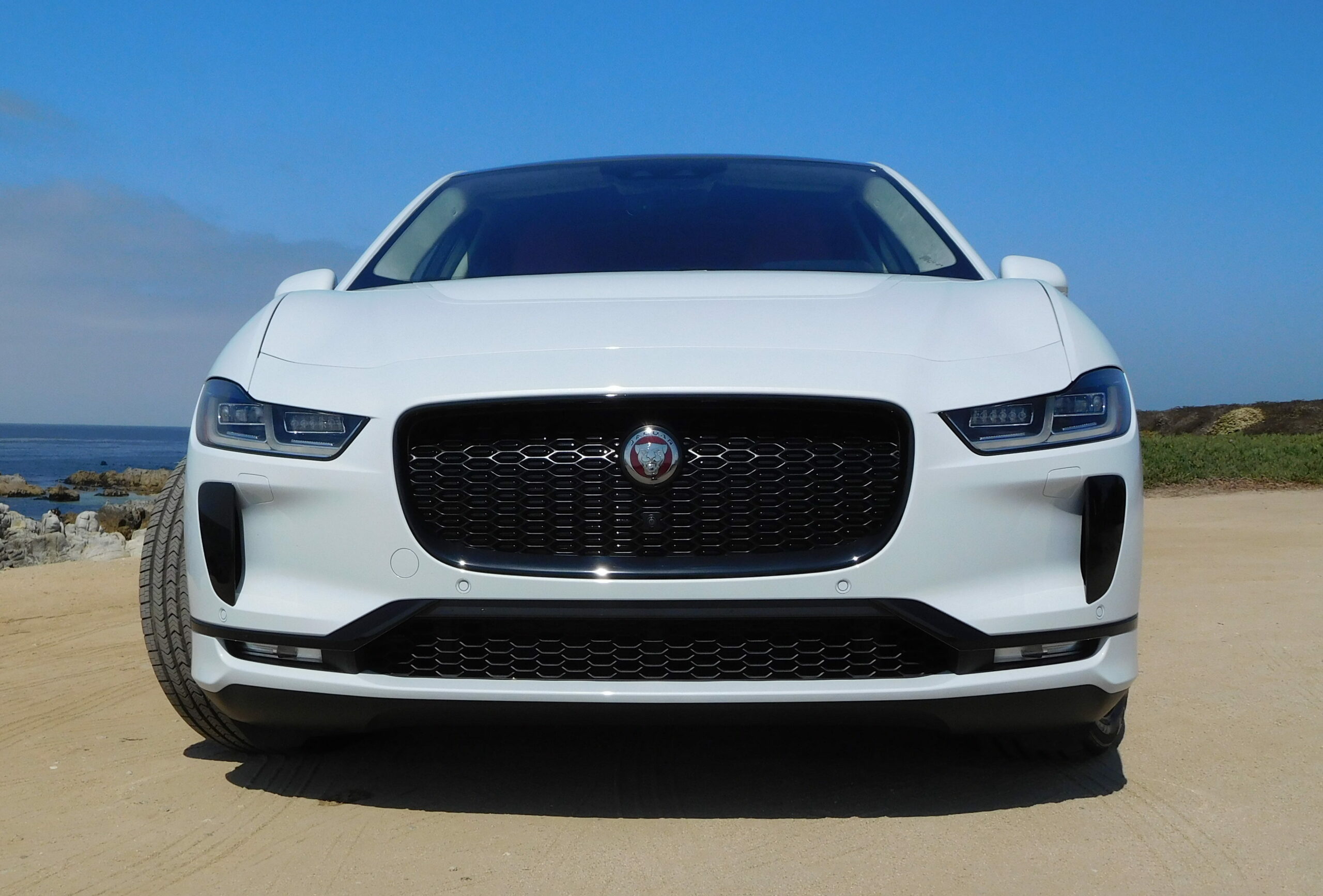 A head on view of the Jaguar iPace