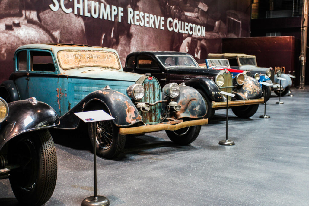 Original unrestored Bugattis from the “Shakespeare Collection” on display at the Mullin Automotive Museum in Oxnard, Calif. 