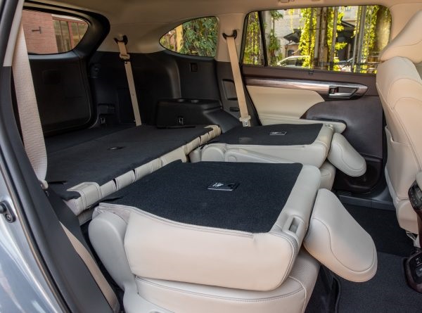 The folded second row in the Toyota Highlander