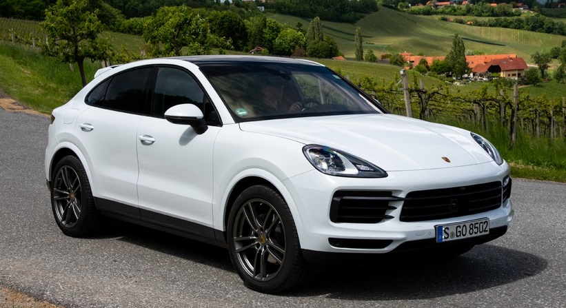 A front view of the Porsche Cayenne Coupe 