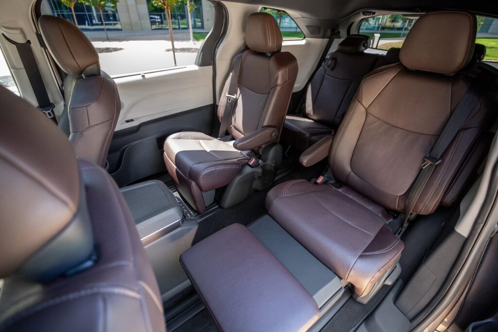 The optional super long-slide second-row seats in the Sienna,