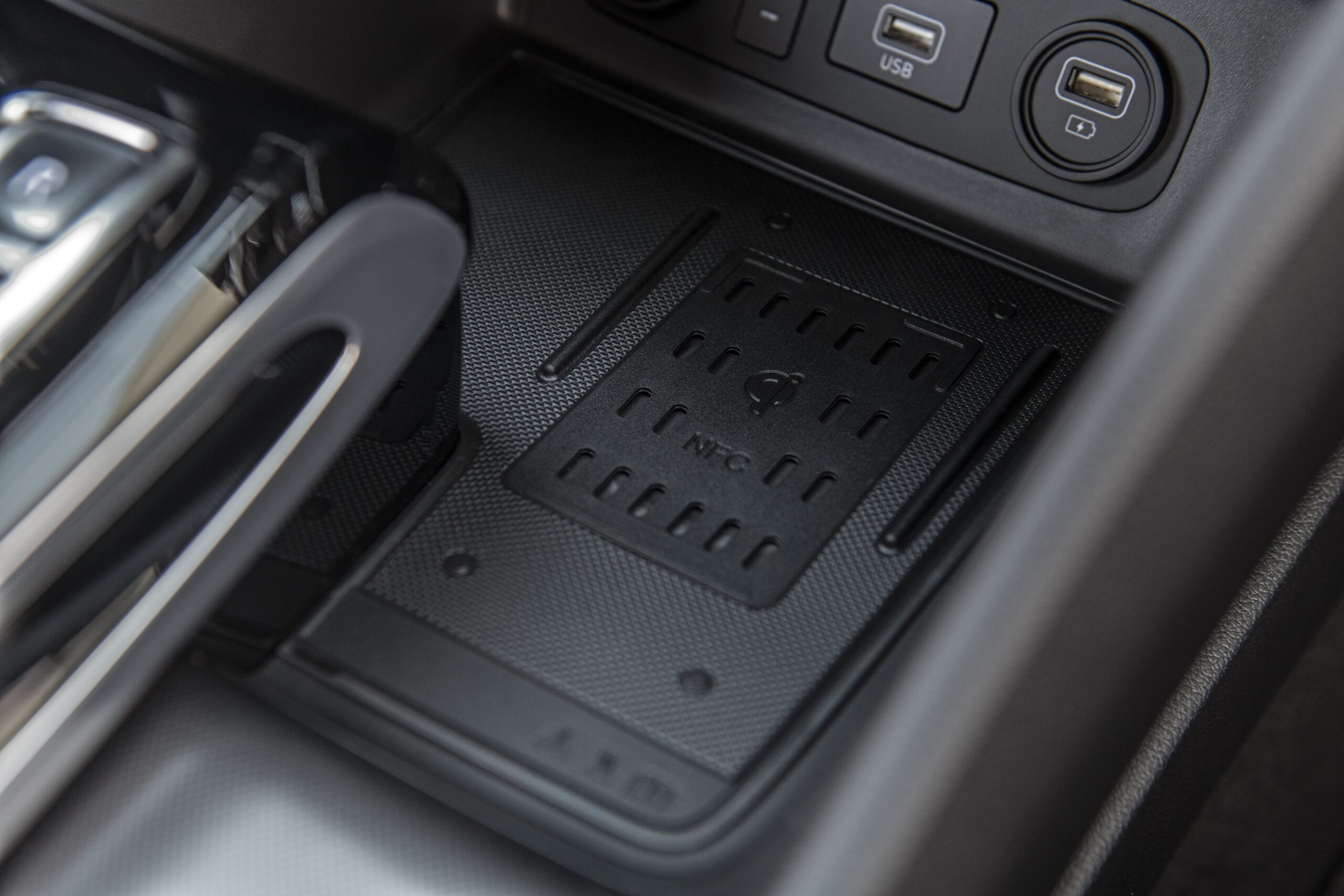 The Sonata's wireless charging pad is large enough for the latest billboard-class phone. 