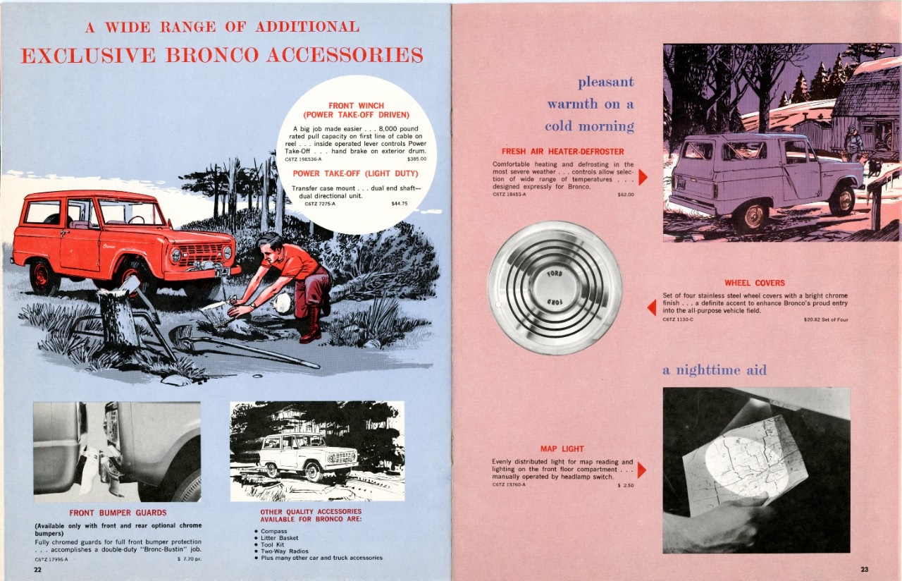 The original Bronco brochure of accessoriesh a range of accessories.