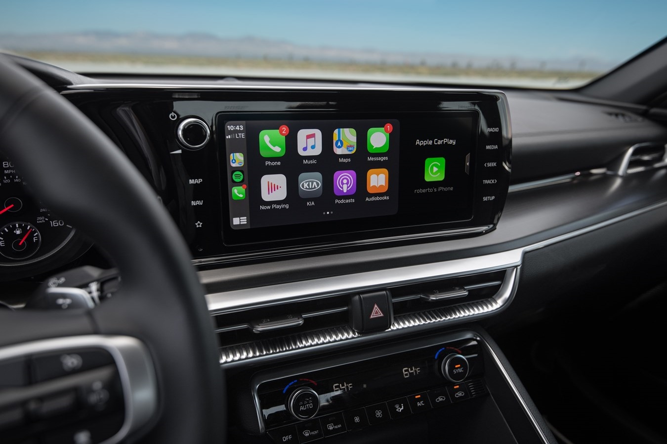 The optional infotainment touch screen in the Kia K5