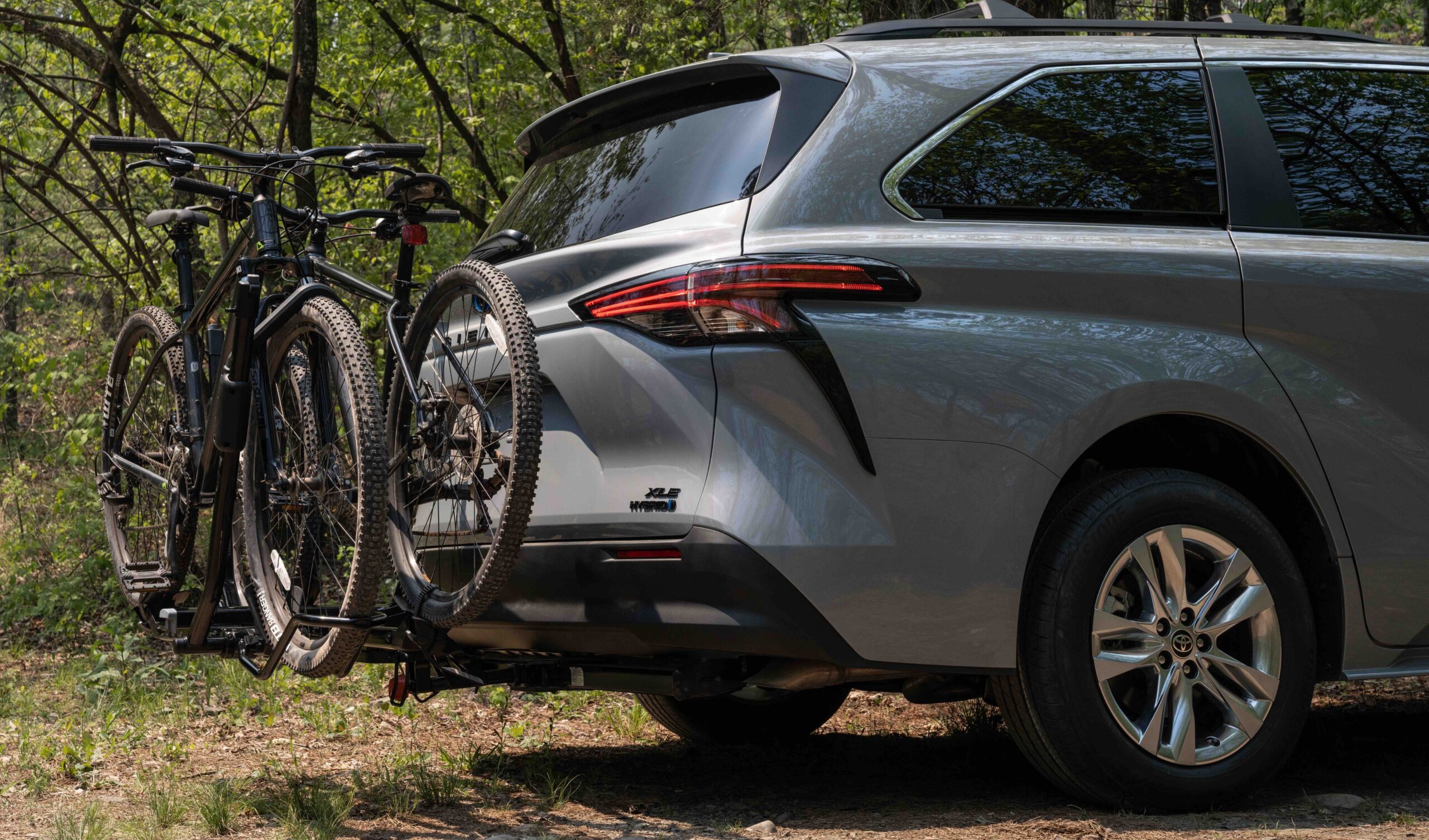 The 2021 Toyota Sienna Woodland Edition with bike rack.