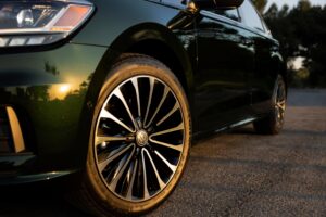 VW Passat alloy wheels and tires.