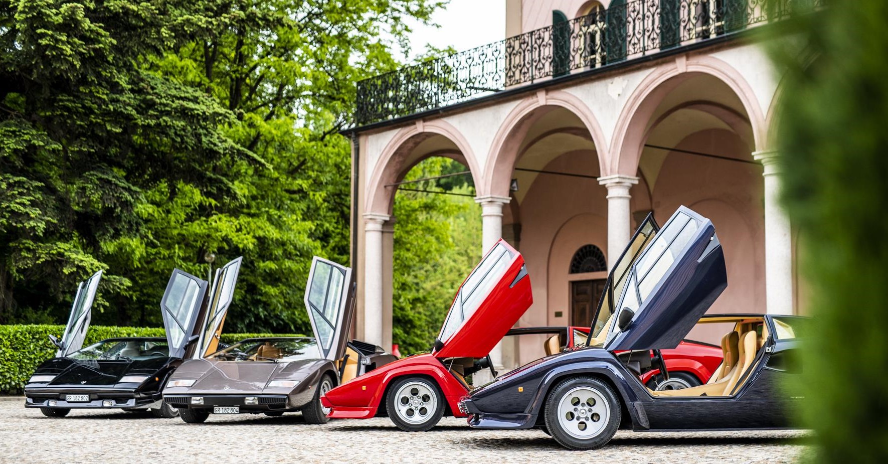 Five generations of the Lamborghini Countach.