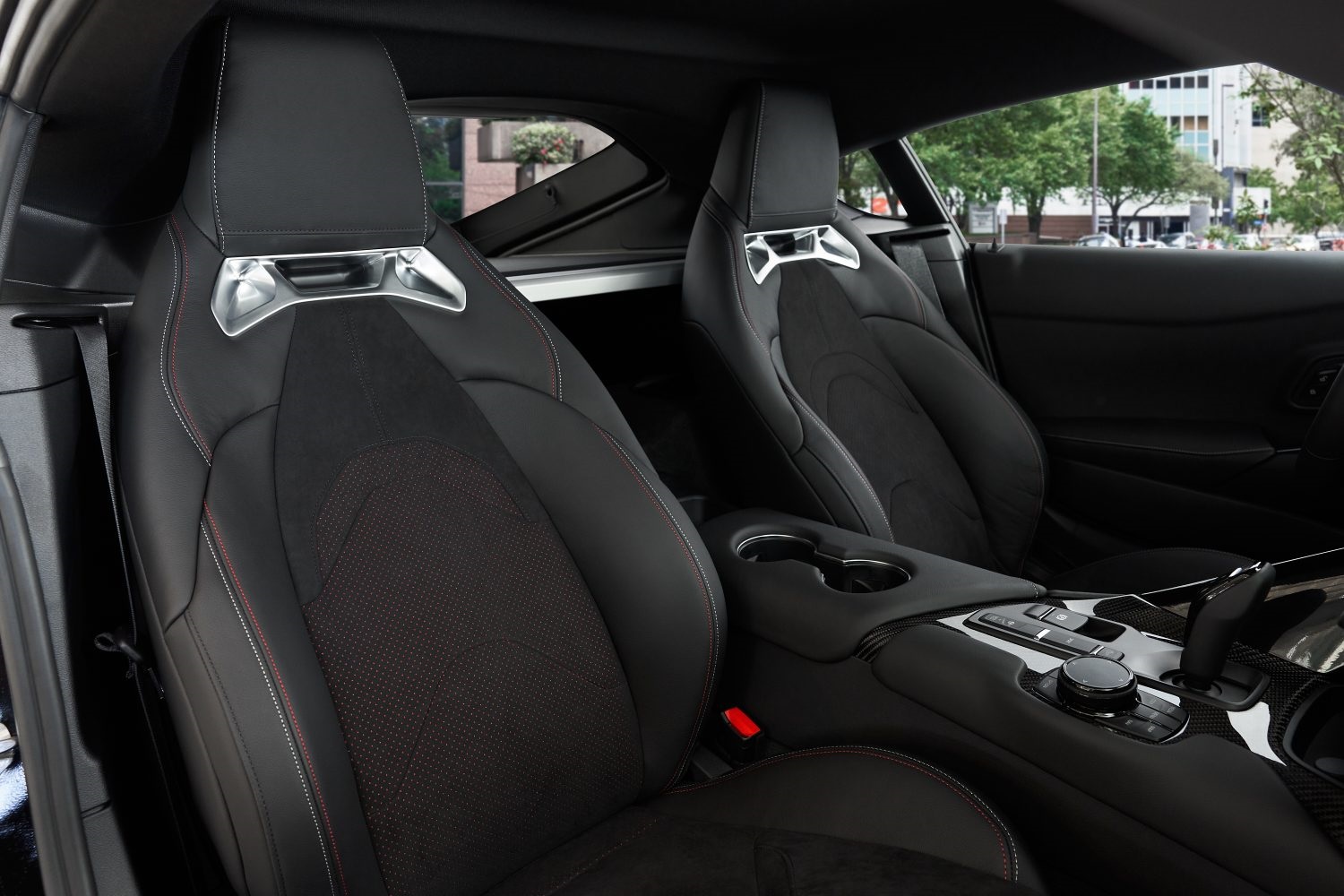 black Alcantara and leather-trimmed upholstery