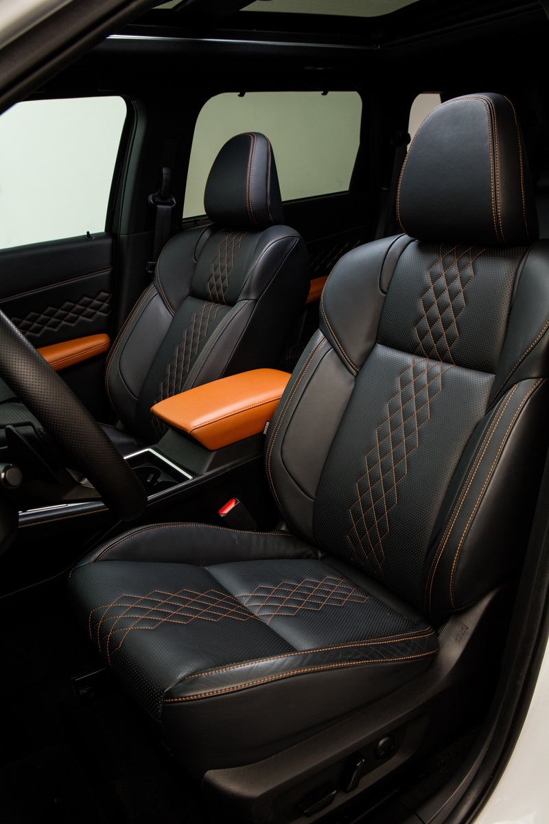 The quilted leather upholstery