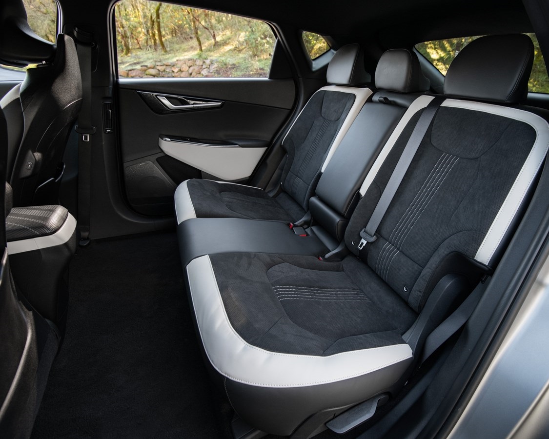 The EV6 has 39 inches of max legroom and a flat floor.