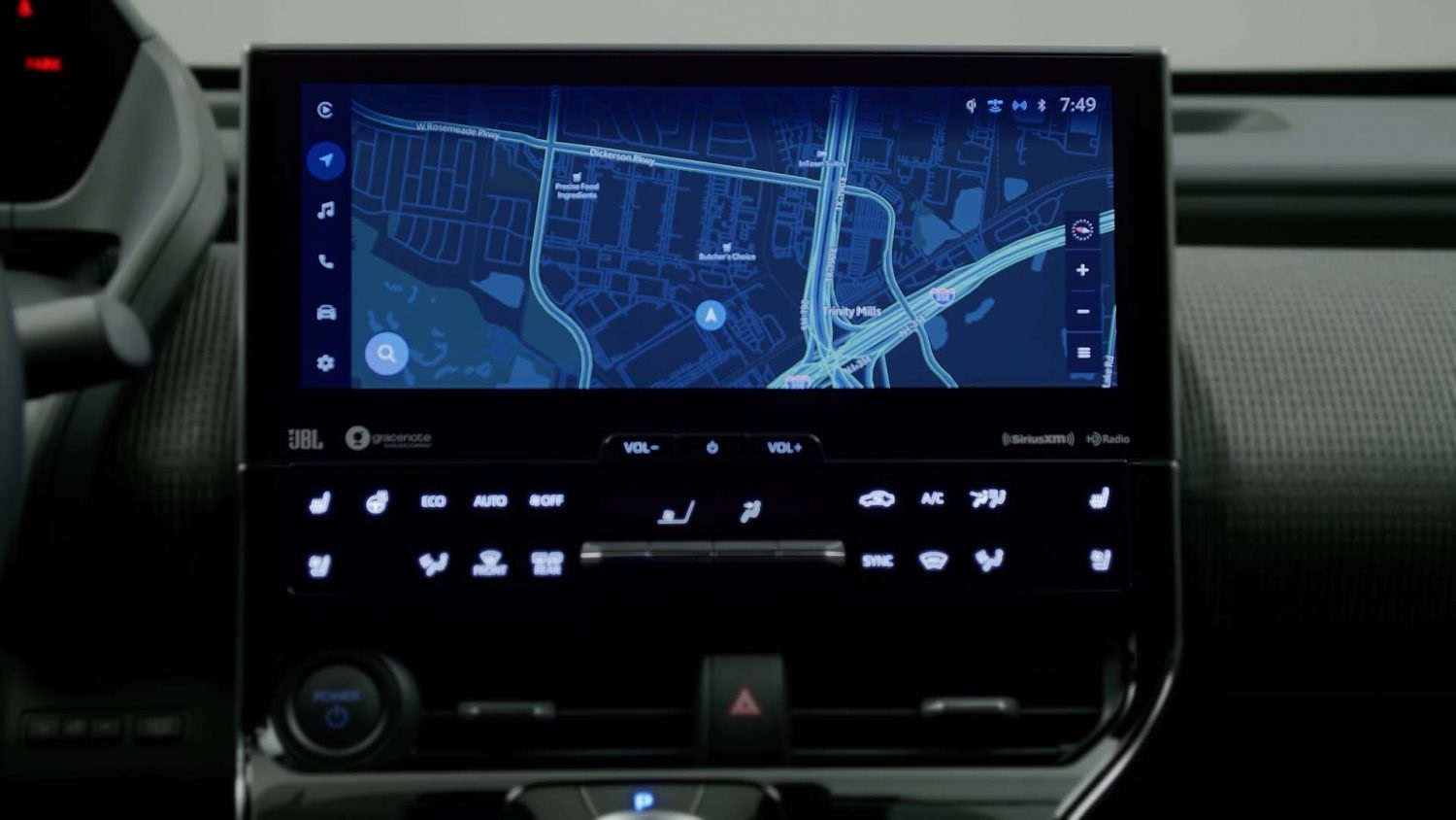 A digital screen shows navigation routes.