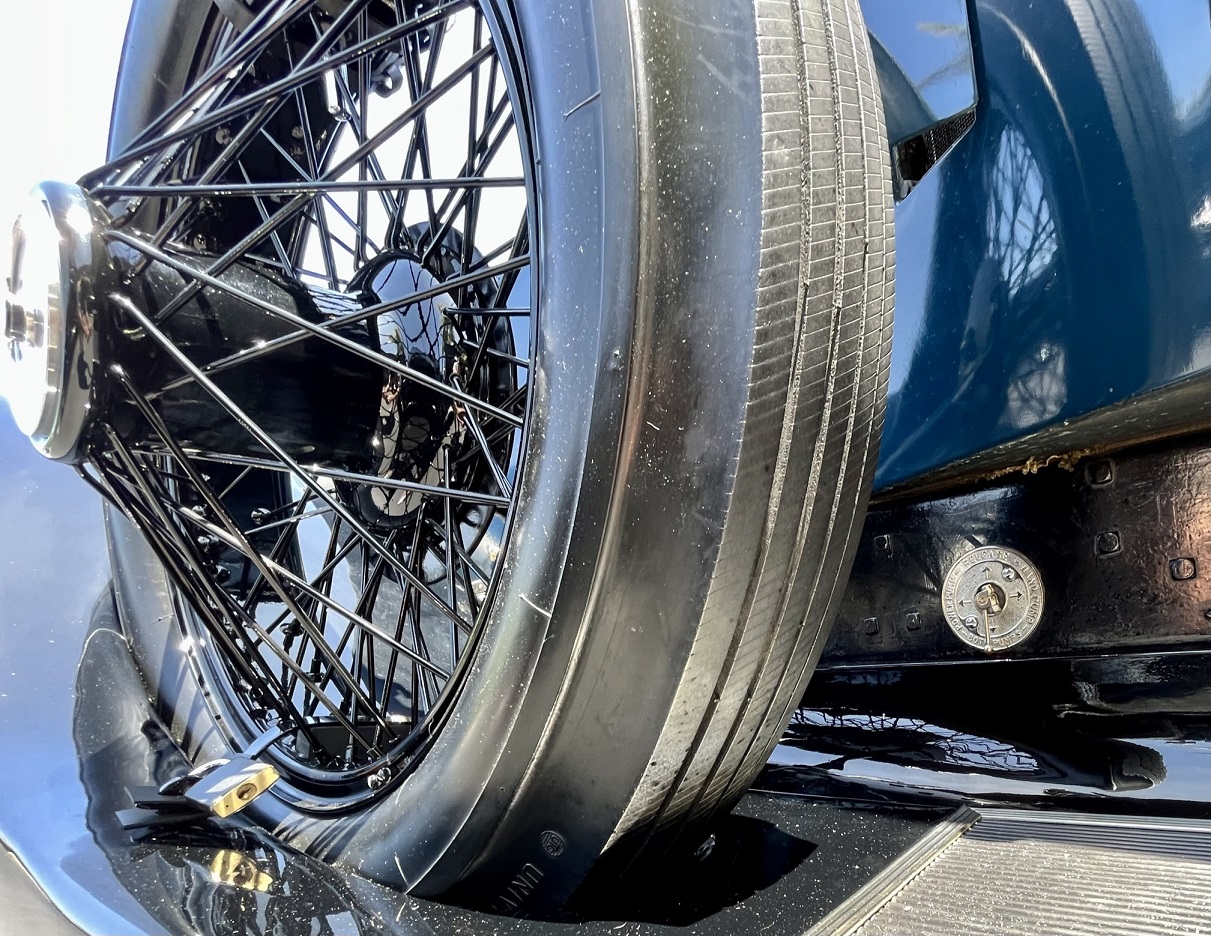 A tire on the 1913 Silver Ghost Cann.
