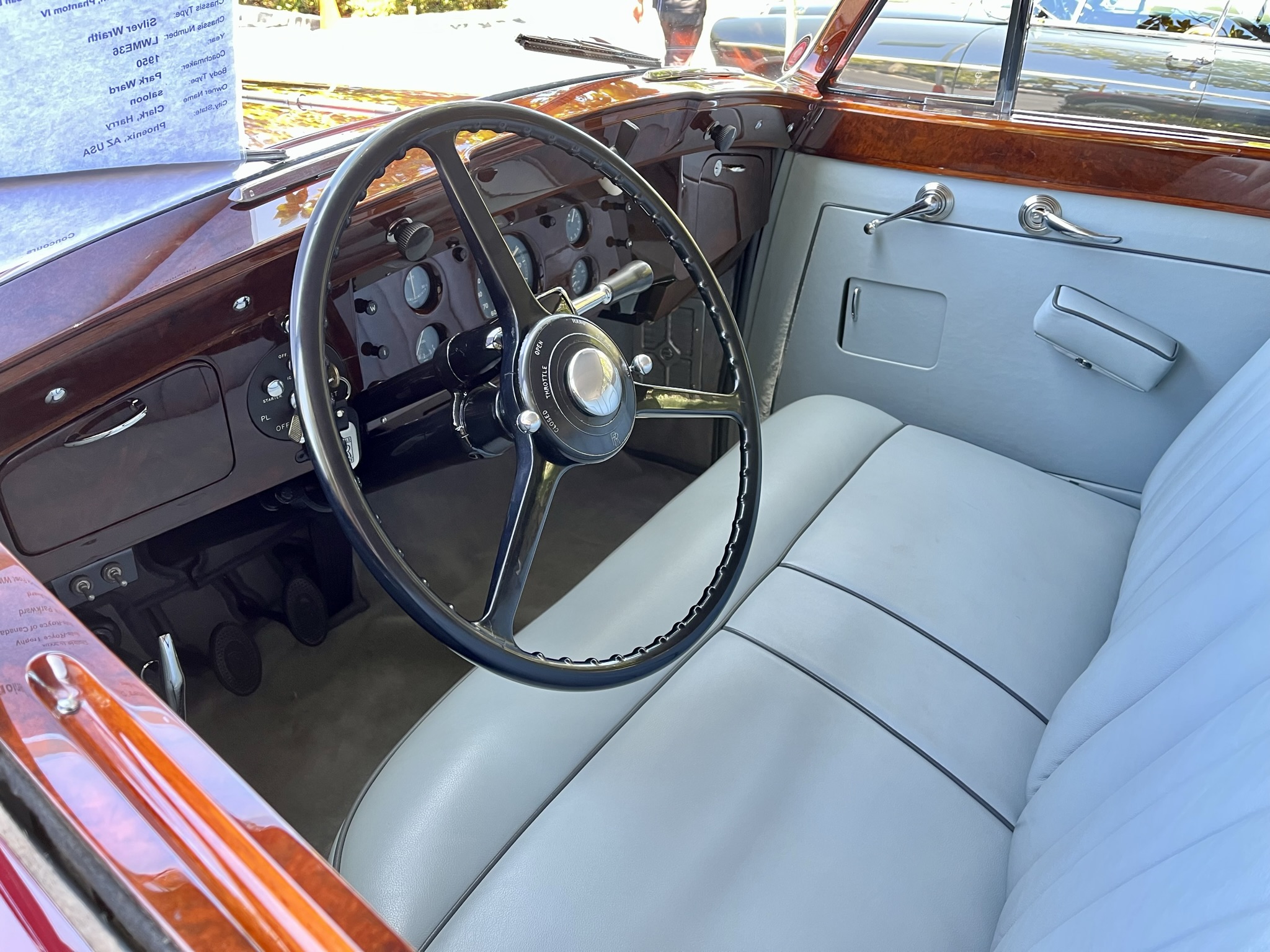 Bench seats in the A 1950 Rolls-Royce Silver Wraith.