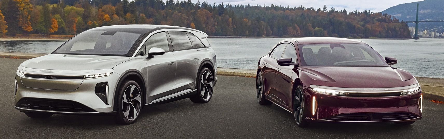 2026 Lucid Gravity SUV and the Air sedan, both models are battery electric vehicls