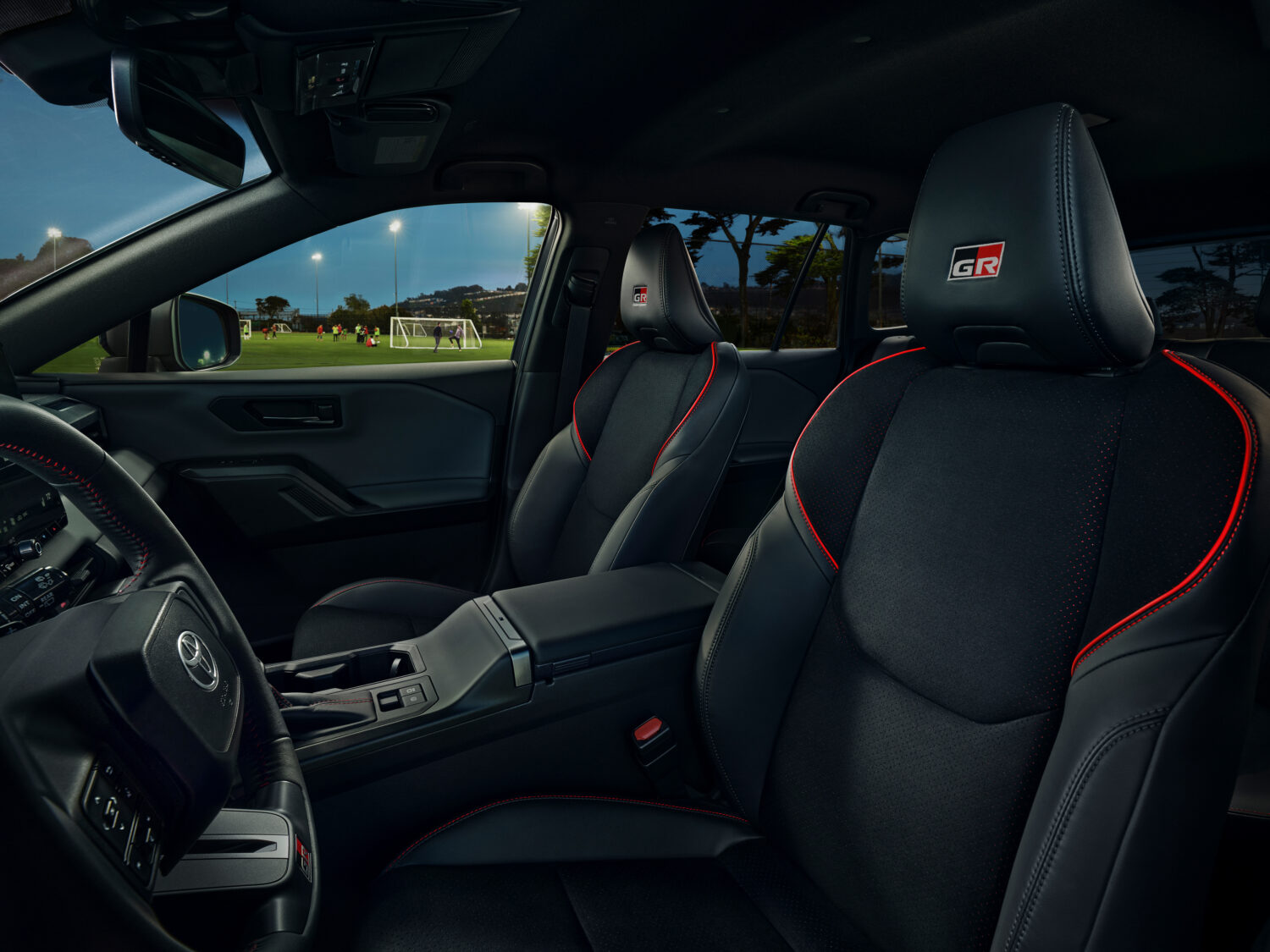 Wider bolsters hold occupants in place during a back-country run.