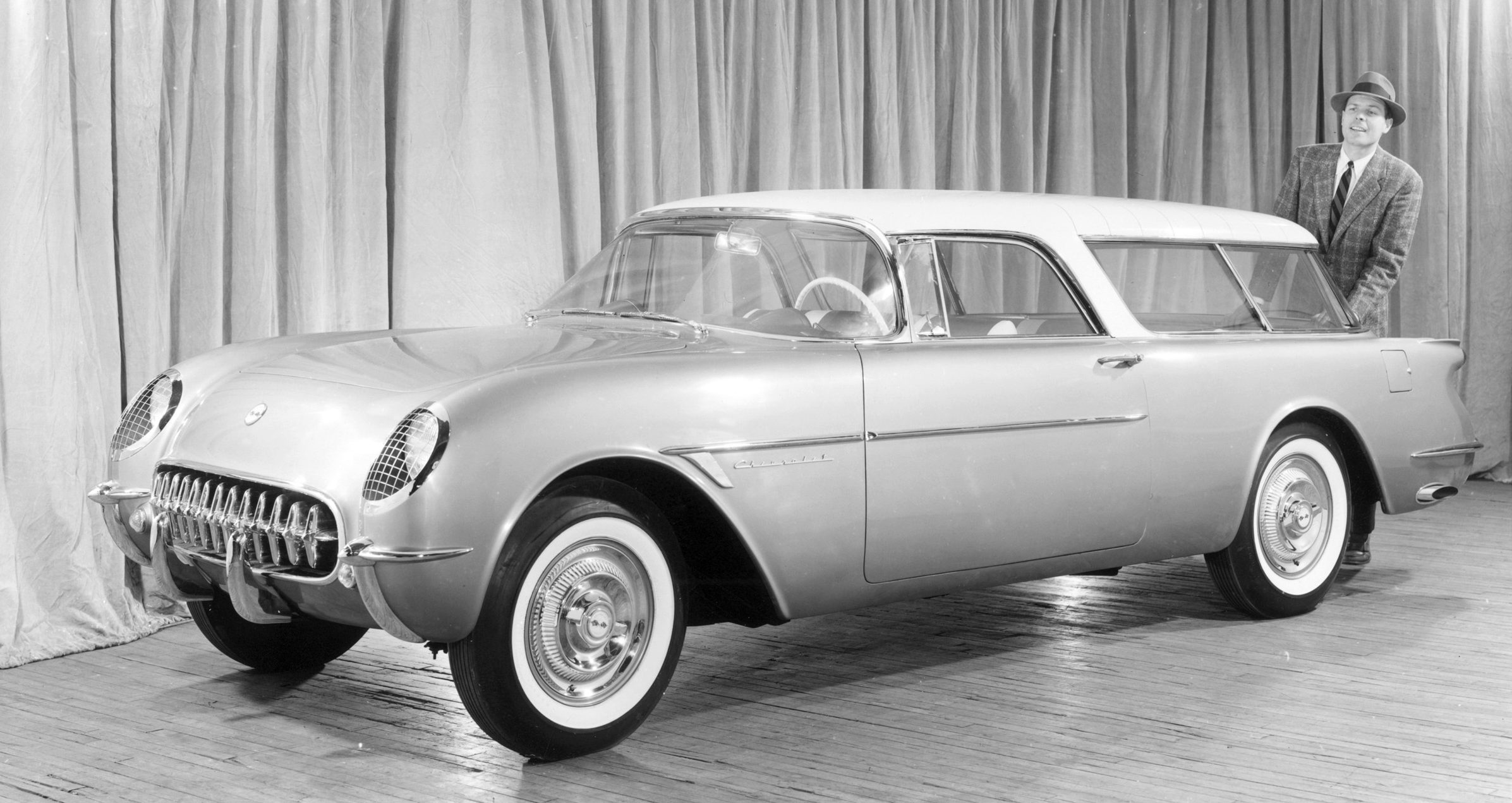 The 1954 Chevrolet Corvette Nomad Motoramic turntable display.