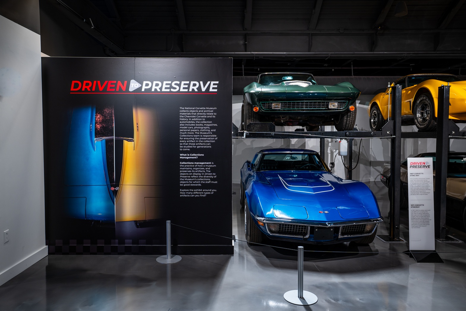 Beyond the exceptional and historic cars themselves, Driven to Preserve, now open in the National Corvette Museum’s Limited Engagement Gallery, features a carefully selected group of non-vehicle artifacts.