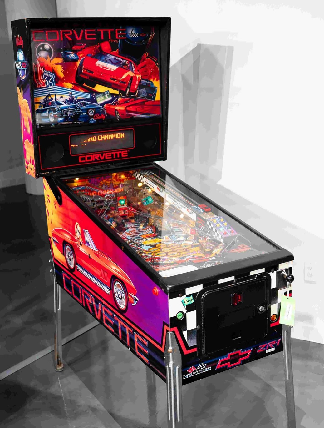 The Corvette pinball machine on display in the museum