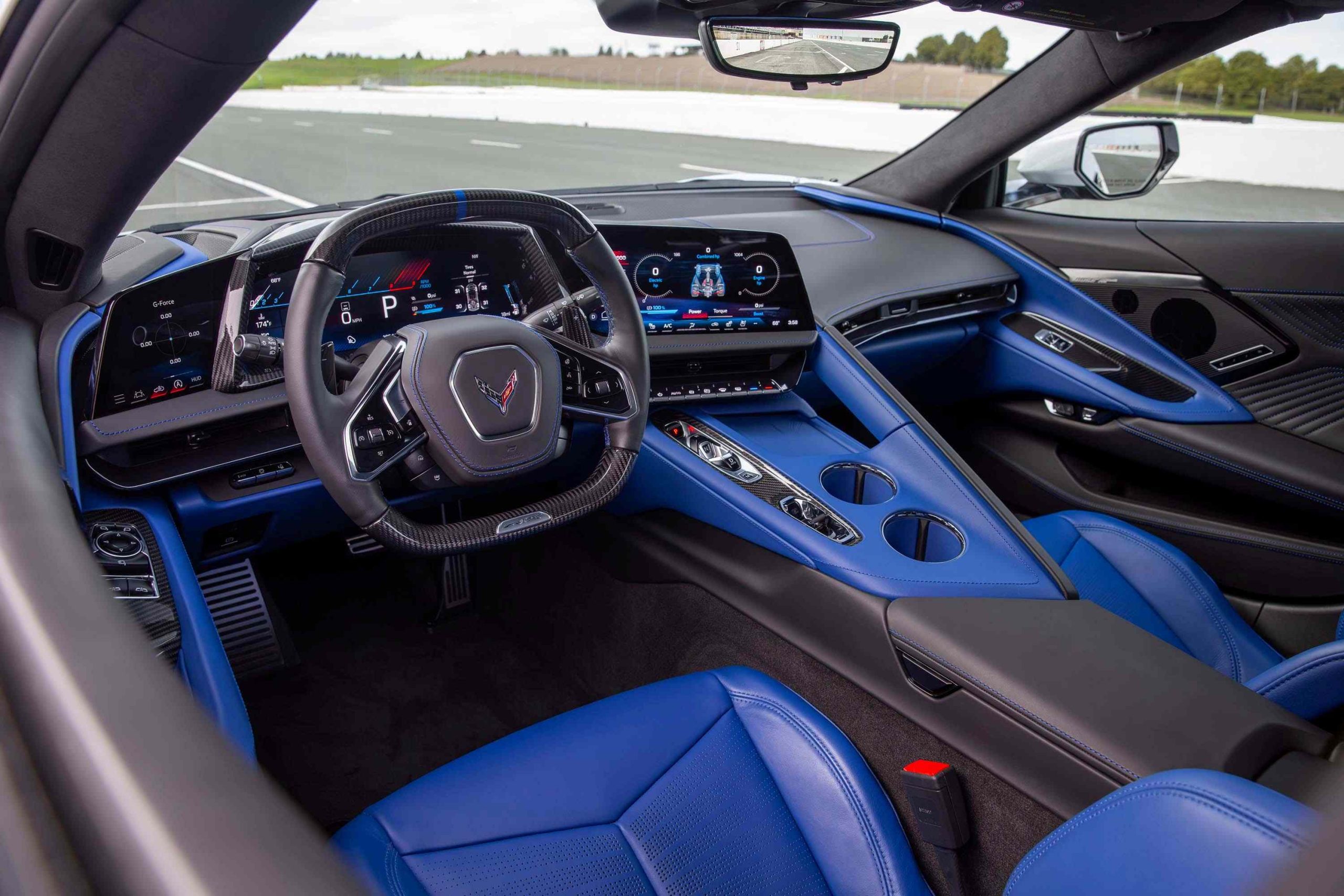 The no-cost Santorini Blue interior with Nappa leather upholstery.