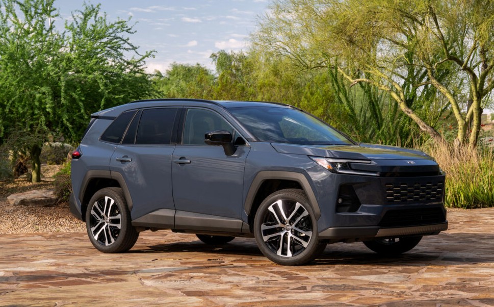 a 2026 RAV4 posed outside with trees in the background