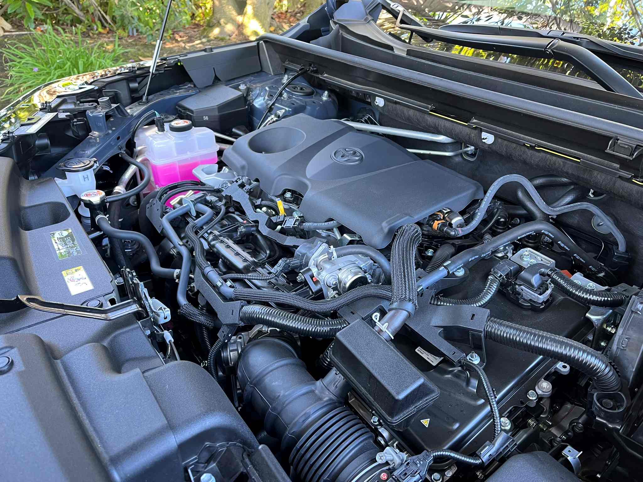 Looking at the engine bay of the hybrid RAV4